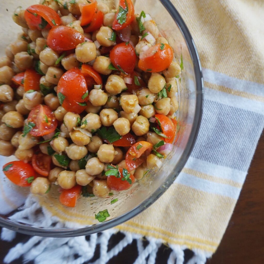 Tomato & Chickpea Salad | Recipe by Dara Boxer @ Dara Boxer Culinary Designs